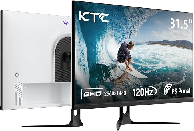 KTC 32 Inch Computer Monitor 2K - 1440P IPS Monitor 120Hz, Adaptive Sync, 109% sRGB, HDR10, Eye Care, HDMI Displayport, Tilt, VESA Compatible, 100Hz PC Monitors for Home Office Gaming, White, H32D6