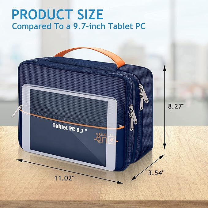Electronics Travel Organizer, Double Layer Cable Organizer Bag Waterproof Electronics Accessories Storage Bag for Charger, Phone, Power Bank, Hard Drive, Cord, Tablet