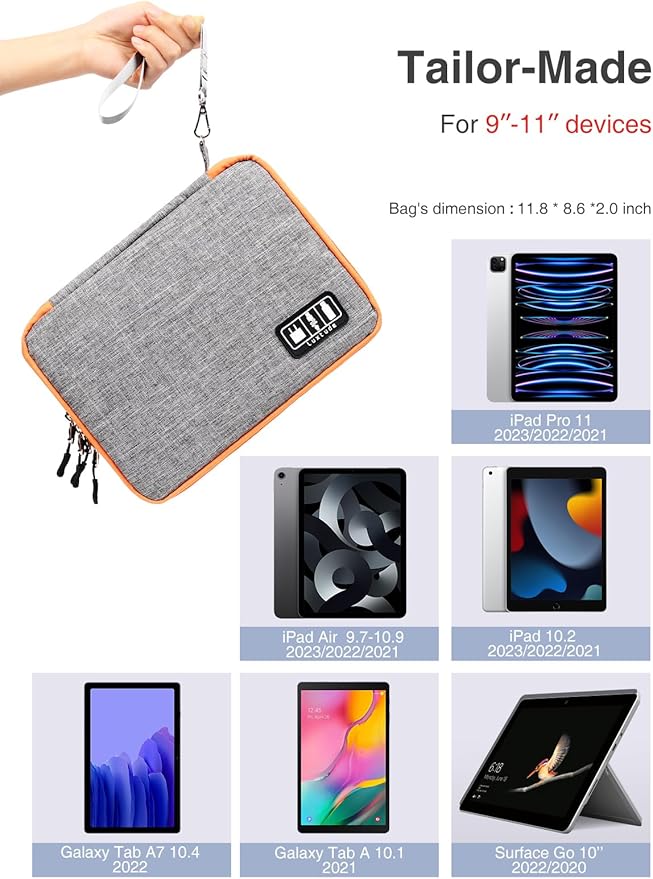 Luxtude Travel Cable Organizer Bag, Electronic Organizer Travel Case Large, Cord Organizers Bag, Tech Bag for Cable Storage/Cord Storage/iPad Pro(up to 11")/Wall Charger/Electronic Accessories