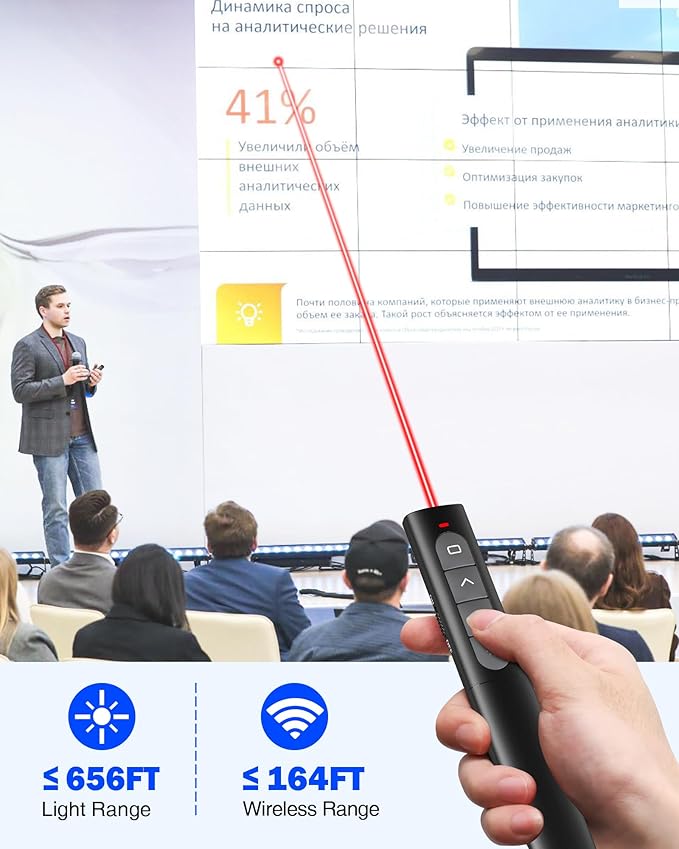 USB Type C Presentation Clicker with Red Light,Volume Control Wireless Presenter Remote Pointer for Powerpoint Presentations with Hyperlinks Open,Slide Clicker for Classroom MAC Computer Laptop