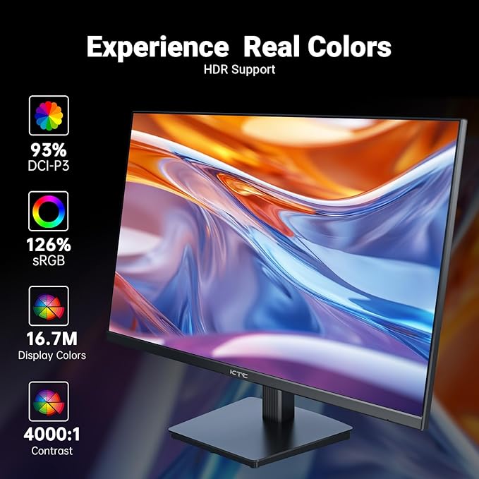 KTC 24 Inch FHD 1080P 100Hz Computer Monitor, VA Panel FreeSync PC Gaming Monitor, HDMI VGA Ports, HDR, 4000：1 Contrast, LowBlue Mode, Ergonomic Tilt Eye Care for Home Office