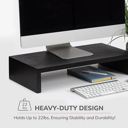 Anji Mountain Wooden Monitor Stand - Elegant Monitor Riser, Perfect Monitor Stand for Desk Organization, Durable Wood Construction monitor stands, Enhances Ergonomics and Workspace Efficiency,Black