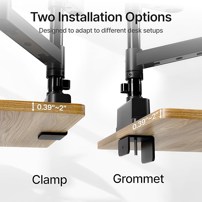 monTEK Dual Monitor Mount Tall Monitor arms for 2 Monitors for 17 to 35 Inch Curved Screen Holds 35 Lbs Adjustable Heavy Duty Monitor Desk Mount Cable Management, VESA 75/100mm, MA1007PBK-D