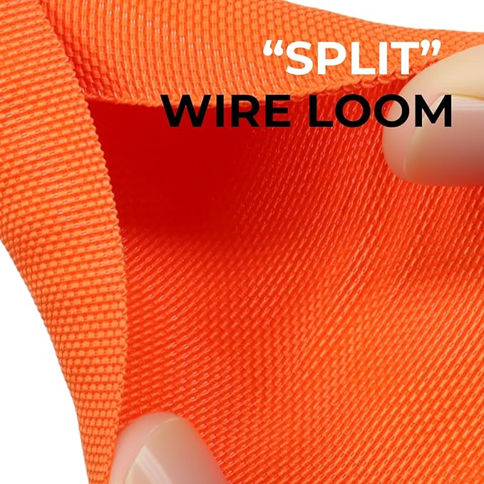 HOLED 1-3/16 inch Split Braided Cable Management Sleeve for USB Cable Power Cord Audio Video Cable, Wire Loom Cord Protector from Cat Dog Chewing (Orange, 10FT)
