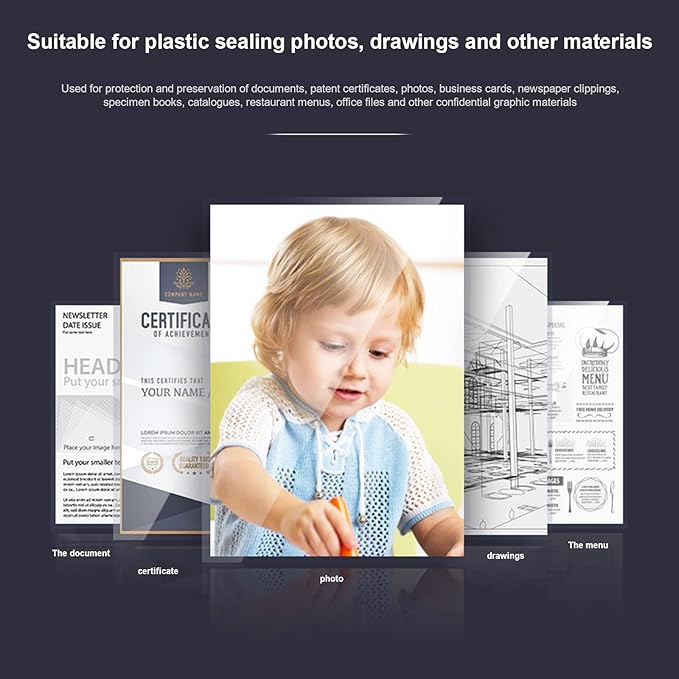 300 Pack 3 Mil Thermal Laminating Pouches, Plastic Laminating Sheets, 9 x 11.5 Inch, 5 x 7 Inch, 4 x 6 Inch, 3.7 x 5.3 Inch, 2.2 x 3.7 Inch for Letter, Photo, Note, ID Badge and Business Card Sizes