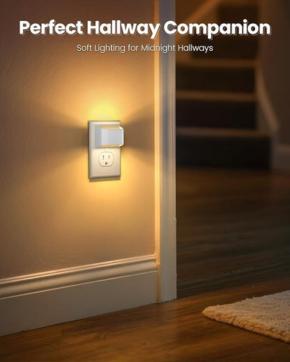 NIORSUN Plug in Night Light, Auto Brightness Sensor Night Light, 3000K Warm White, Ultra-Slim Wall Light for Hallway Bathroom Bedroom Stairs, White, 8 Pack