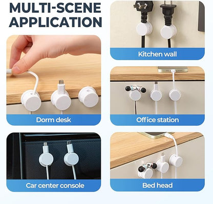 Cord Organizer Holder, Cable Management Cord Holder Organizer, Under Desk Cord Hider, for Home Office Desk Phone Car Wall Desktop Nightstand (Black-12PCS)