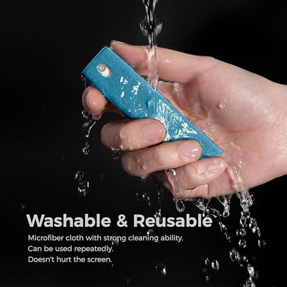 CLICK CLEAN Screen Cleaner, Fingerprint Proof Screen Cleaner Spray, All-in-One Cleaner with Microfiber and Shell for All Phones, Laptop and Tablet Screens (Light Blue)