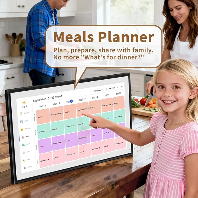 Canupdog 21.5 Inch Digital Calendar, Electronic Planner & Chore Chart, Task Rewards System, Family Photo Display, Syncs with Online Calendars, Interactive Display for Family Schedules, Christmas Gifts for Women Mom