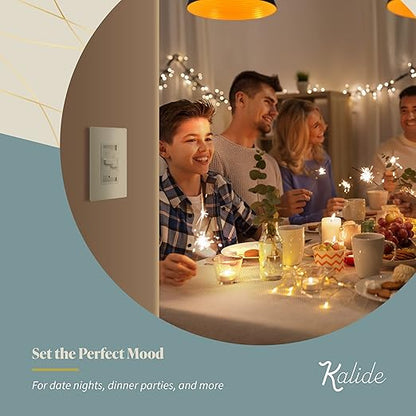 TOPGREENER Kalide Dual Load Dimmer Light Switch, Double LED Dimmer Switch, Full Range Dimming, Single Pole, 120VAC, 60Hz, 200W LED/CFL, Neutral Wire Not Required, TGDDS-LA, Light Almond