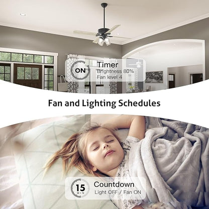 TREATLIFE Smart Ceiling Fan Control and Dimmer Light Switch, 2.4GHz WiFi Only, Neutral Wire Required, Single Pole Fan & Light Switch Combo, Works with Alexa, Google Home & SmartThings, Remote Control
