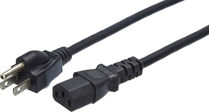 Amazon Basics Computer Monitor TV Replacement Power Cord - 10 ft, 24 count (Pack of 1), Black