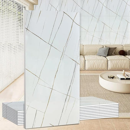 Wall Panels Peel and Stick，PVC Imitation Artificial Marble Tiles Sticker，20 pcs 23.6" L x 11.8" W，Heat-Resistant Backsplash Tile，Ideal for Kitchen Bathrooms Living Rooms Bedrooms.