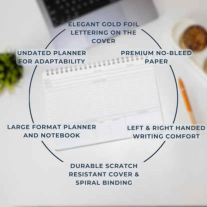 | Meeting Notebook for Work | 8.25" x 11.75" | Project Planner | Simple Design | Multiple Layouts | Office and Business Planner (Evergreen, Meeting Planner - Landscape)