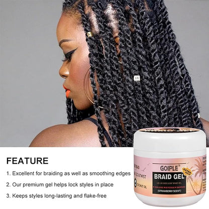 16oz Big Capacity Braid Gel Good for Twist, Locs, Braids, Edge No Flake Extra Hold High Shine Braiding Gel & Edge Control, Loc Gel Long Lasting for Locks, Cornrows Smooths & Tames Frizz