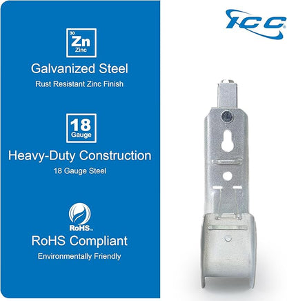 ICC Beam Clamp J Hook 2” with Retainer Clip - Galvanized Steel Cable Management Hooks for Hanging Cable to Beams - Rust-Resistant, EIA and TIA Compliant - 2 Inch 25 Pack