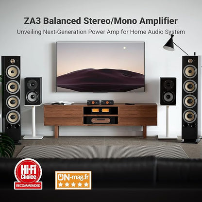 Fosi Audio ZA3 Balanced Stereo Amplifier Home Audio Component Mini 2 Channel Mono Amp TPA3255 for Subwoofer Desktop Home Theater Bookshelf Tower Floorstanding Passive Speakers with 48V Power Supply
