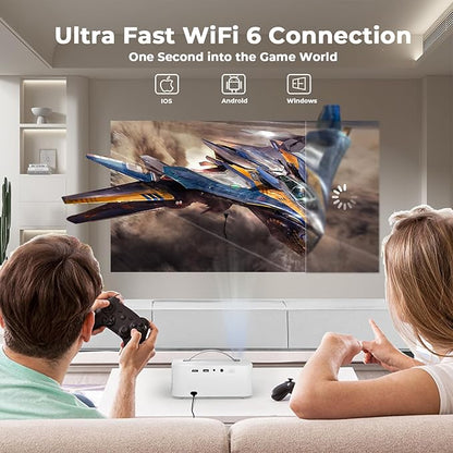 [AI Movin 2.0 OS/2000 ANSI/Official-Apps] Outdoor-Projector-4k with WiFi and Bluetooth, 35W DoIby Audio, AI Auto Focus with HDR10+, Lisowod 4k Support Portable Smart Proyector Compatible with Netflix