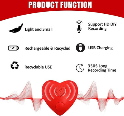 XLW Voice Recorder,350s Voice Box for Recordable Gifts Button Sound Box for Stuffed Animals, Christmas Valentine's Day Plush Toy & Manual DIY Creative Sound Gifts for Boys, Girls (Red)