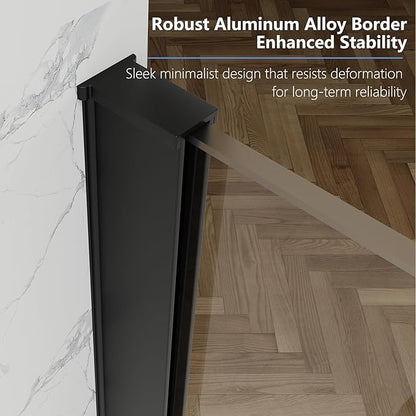 35" W x 60" H Bathtub Fixed Glass Panel, 3/8" (10mm) Tempered Glass with Dual Nano Coating, Frameless Shower Door, Bath Tub Shower Screen, Matte Black