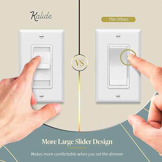 TOPGREENER Digital Dimmer Light Switch for 200W Dimmable LED/CFL Lights, Single Pole Led Slide Dimmer Switch, Neutral Wire Not Required, Wall Plate Included, UL Listed, TGDS1-W-6PCS, White,6 Pack