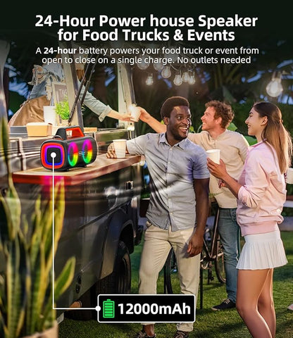 Portable Bluetooth Speaker Wireless,140W Peak Loud Sound with 2 Subwoofers and 2 Tweeters, Plus Bass Boost, IP65 Waterproof Outdoor Speaker, 24H Playtime, RGB Lights, TF/AUX/USB/Mic Input, Large Party