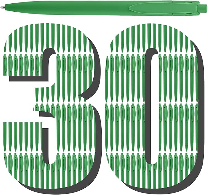 Aozora Pens Bulk 30 Pack Click Pens No Bleed Wholesale Retractable Ballpoint Pens Medium Point,Smooth Ink Pens for Journaling School Office Supplies 1.0MM (Green Ink)