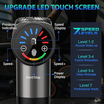 TOLOCO Massage Gun, Deep Tissue Back Massage for Athletes for Pain Relief, Percussion Massager with 10 Massages Heads & Silent Brushless Motor, Christmas Gifts for Women, Men, Grey