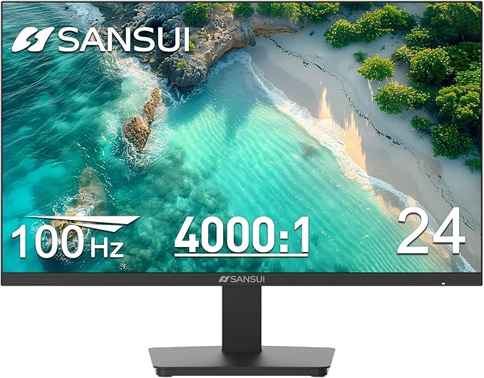 SANSUI Monitor 24 inch 100Hz Computer Monitor丨FHD 1080P PC Monitor丨HDMI丨FreeSync丨HDR丨Earphone Jack丨 Ergonomic Tilt for Home and Office