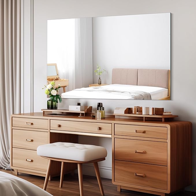 CILIBER Frameless Mirror, 30x48 inch Rectangle Bathroom Mirrors for Wall, Upgraded Shatterproof Large Vanity Mirror Over Sink with Polished Edge for Bathroom,Bedroom,Living Room and Entryway