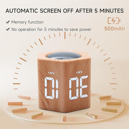 Productivity Timer 1, 5, 10, 30, 60 Minutes Preset, Desk Cube Timer with Gravity Sensor/Mute/Vibration for ADHD, Work, Study, Kitchen, Back to School (1, Wood Grain)