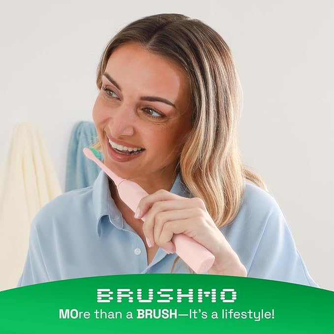 Brushmo Plaque Control Replacement Toothbrush Heads, Compatible with Philips Sonicare Click-on Electric Toothbrush Handles, 8 Standard Replacement Heads, Soft Dupont Bristles, BM928pk, Pink