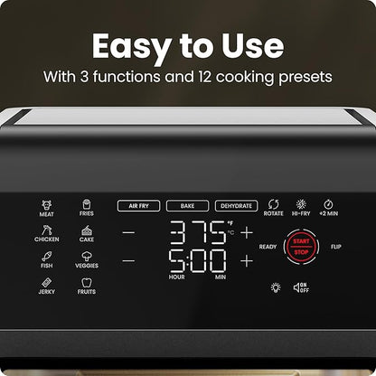 Chefman 12-Quart 6-in-1 Air Fryer Oven with Digital Timer, Touchscreen, and 12 Presets - Family Size Countertop Convection Oven, Dishwasher-Safe Parts