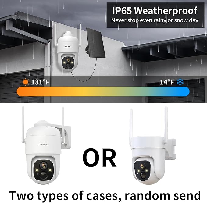 2K PTZ Solar WiFi Security Camera with AI Motion, Color Night Vision, 360 View, Waterproof, Alarm - Rechargeable Battery