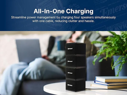 Emerson EAS-3006-BK Sound Blox – Wireless Magnetic Stackable Bluetooth Speakers, Instant Connect, Multi-Room Audio, USB-C Charging, Built-in Subwoofer