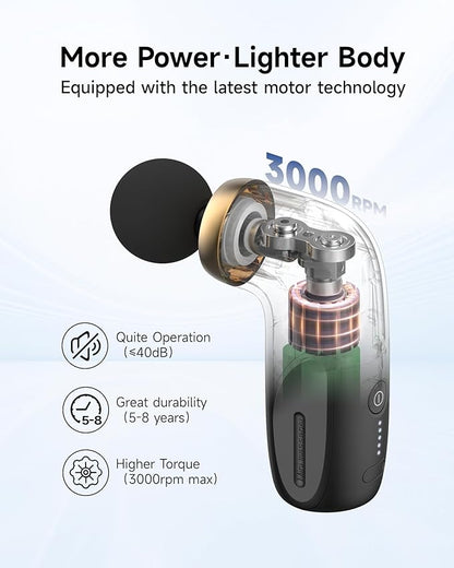 A1 Super Mini Massage Gun, Percussion Deep Tissues Muscle Massager, Travel Massage Gun, Compact Sports Massager, Portable Handheld Massager for Office, Home, Athletes(Black)