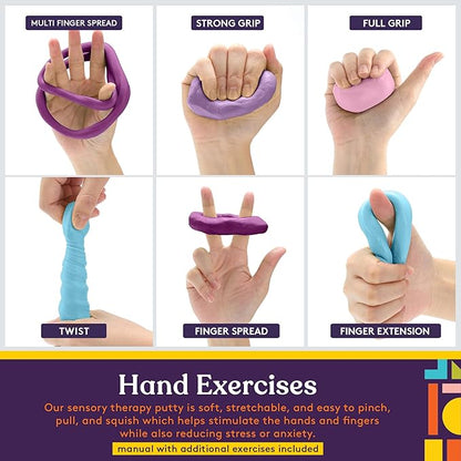 Special Supplies Therapy Putty for Teens and Adults - Resistive Hand Exercise Stress Relief Therapy Putty Kit, Set of 4 Strengths, Three Ounces of Each Putty (Unicorn Colors)
