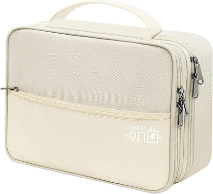 Electronics Travel Organizer, Double Layer Cable Organizer Bag Waterproof Electronics Accessories Storage Bag for Charger, Phone, Power Bank, Hard Drive, Cord, Tablet