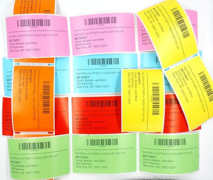 BETCKEY - Compatible DYMO 30334 (2-1/4" x 1-1/4") Medium Multipurpose Barcode/FNSKU Labels - Compatible with Rollo, DYMO Labelwriter 450, 4XL & Zebra Desktop Printers[6 Rolls, 6000 Labels, Orange]