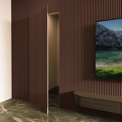 Art3d Slat Wood Wall Paneling for Interior and Ceiling Decoration - Pack of 4pcs + 1pc End-Trim, Size 108 x 5.7in.- Smoked Oak