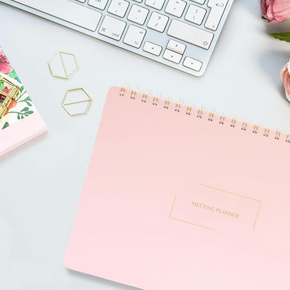 | Meeting Notebook for Work | 8.25" x 11.75" | Project Planner | Simple Design | Multiple Layouts | Office and Business Planner (Evergreen, Meeting Planner - Landscape)