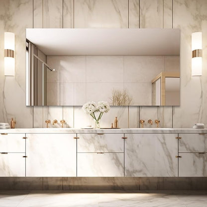 Mirrorons Large Mirror 60" x 28", Modern Rectangle Bathroom Mirror with Frameless Polished Edge, Hangs Horizontally or Vertically. Upgraded Shatterproof Bathroom Mirrors for Wall.