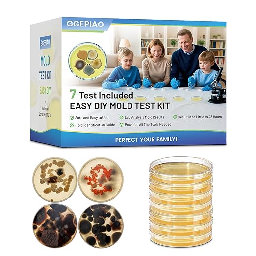Mold Test Kit for Home,7 Simple Detection Tests,Test HVAC System,Home Surfaces, Indoor Air Quality Testing,DIY Mold Detector for Home,Includes Detailed Mold Identification Guide,Black Mold Testing kit