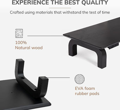Anji Mountain Monitor Stand - Desktop Organizer & Laptop Riser, Ergonomic Monitor Riser, Space-Saving Monitor Stand for Desk, Durable Construction, Easy Assembly, Ideal for Home & Office,Black