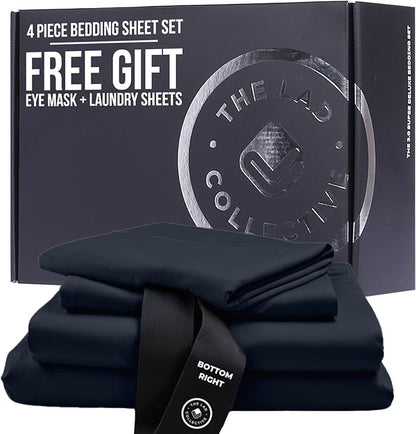 THE LAD COLLECTIVE 3.0 Twin XL Bedding Set - Twin XL Bedding Sets - 4-Piece Bedset w/Fitted Sheet, Top Sheet & 2 Standard Pillowcases [Duvet Not Included] - Bamboo-Cotton - Nevada Nights [Black]