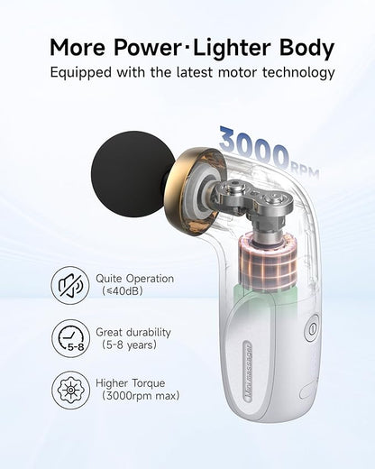A1 Super Mini Massage Gun, Percussion Deep Tissues Muscle Massager, Compact Sports Travel Massage Gun, Portable Handheld Massager for Office, Home, Athletes(White)