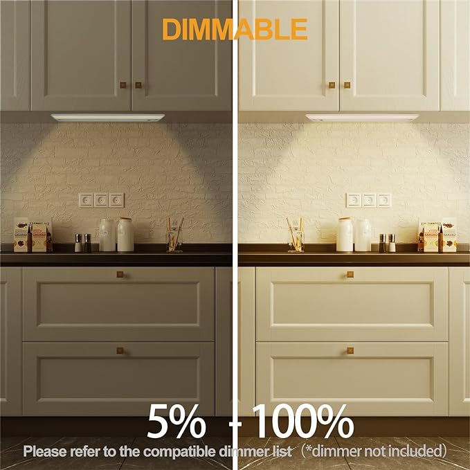 Ansen 2Packs of Under Cabinet Lighting Hardwired, 48in 26W 1720LM Dimmable Led Light for Kitchen/Closet, CRI 92+, R9 90+, 3 Color Temperature, 3000K/4000K/5000K(Warm White, Cool White, Daylight)