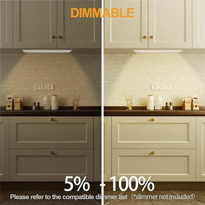 Ansen 2Packs of Under Cabinet Lighting Hardwired, 48in 26W 1720LM Dimmable Led Light for Kitchen/Closet, CRI 92+, R9 90+, 3 Color Temperature, 3000K/4000K/5000K(Warm White, Cool White, Daylight)