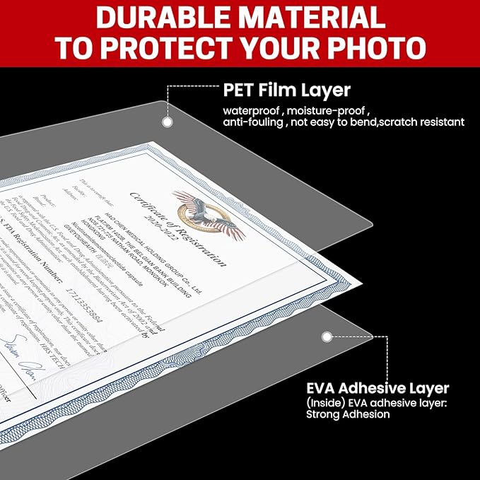 CAREGY 5 Mil Thermal Laminating Pouches (200 Pack) - 9x11.5 Inch Laminating Sheets for 8.5x11 Documents, Clear,Office & School Laminator Supplies