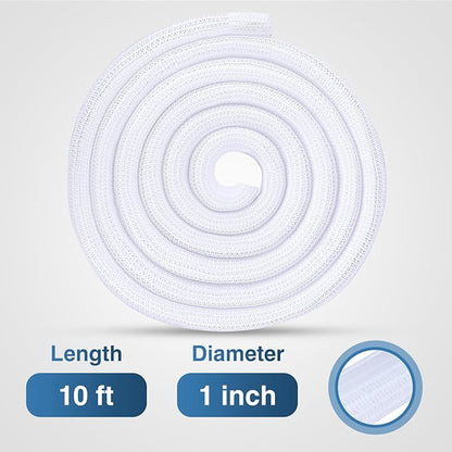 Nilight Cable Sleeve,25ft-1inch Cord Management Sleeves, Braided Sleeving, Split Self Wrapping Wire Loom for Computer Electrical Automotive Harness Protector Organizer, White